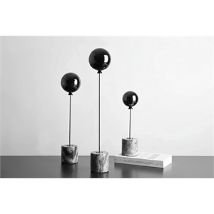 Marble Base Statue - Gold Metal Balloon Sculpture