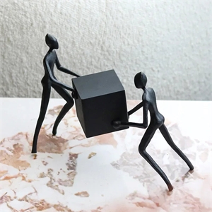 Abstract Figurine - Black Iron Geometric Desktop Sculpture