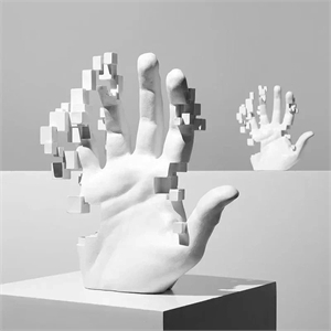 Modern Abstract Sculpture - 20cm White Resin Mosaic Figurine
