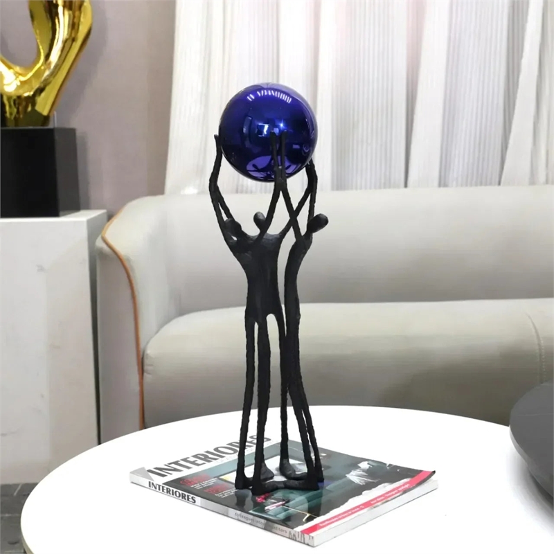 Black Iron Figure - Modern Silver Accent
