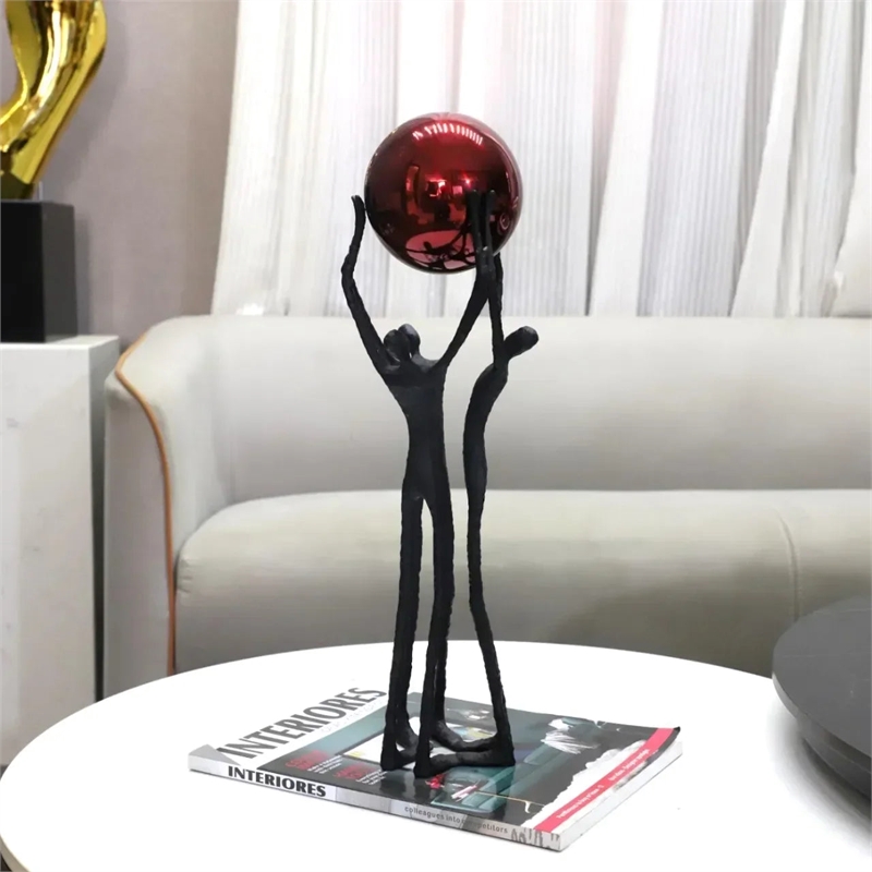 Black Iron Figure - Modern Silver Accent