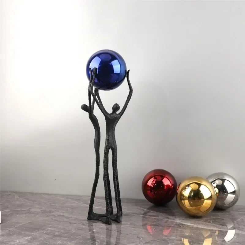 Black Iron Figure - Modern Silver Accent