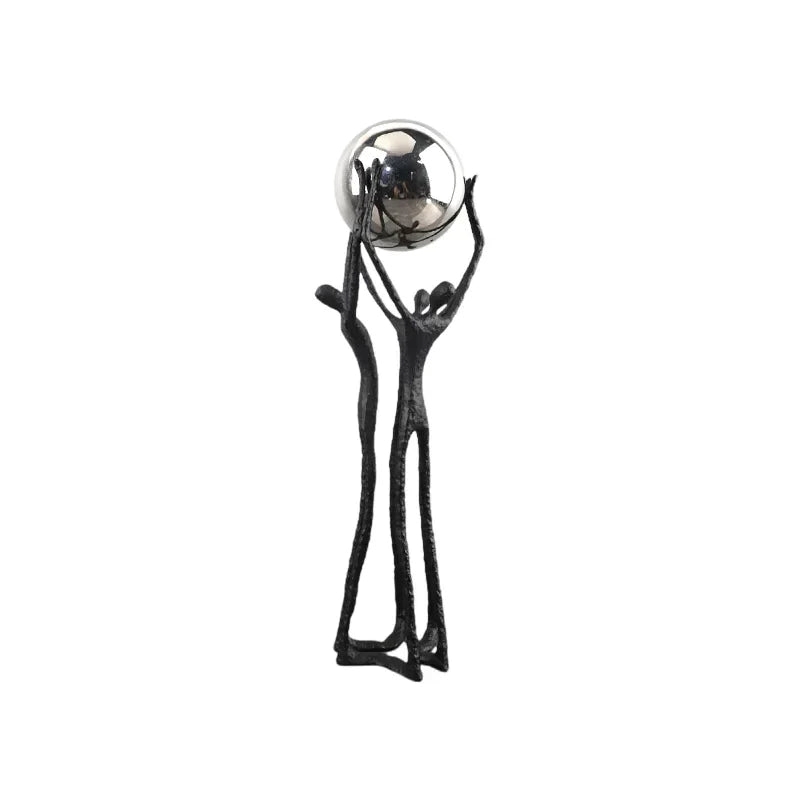 Black Iron Figure - Modern Silver Accent