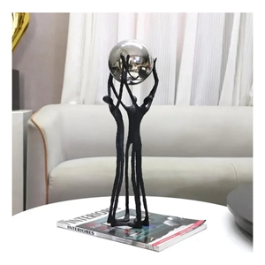 Black Iron Figure - Modern Silver Accent