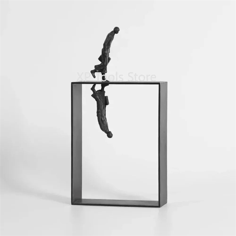 Modern Abstract Statue - Black Metal Framed Figures