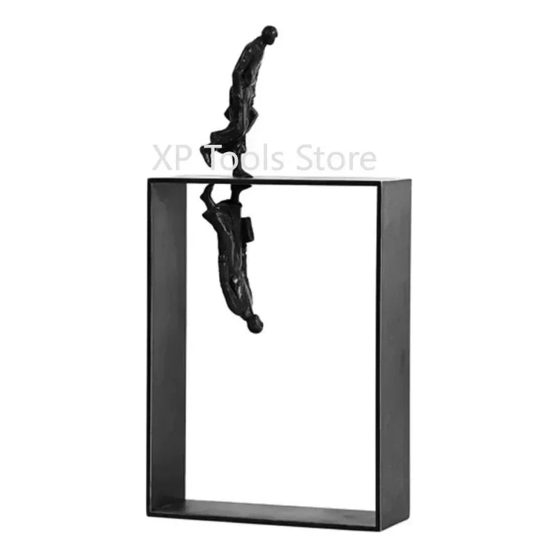 Modern Abstract Statue - Black Metal Framed Figures