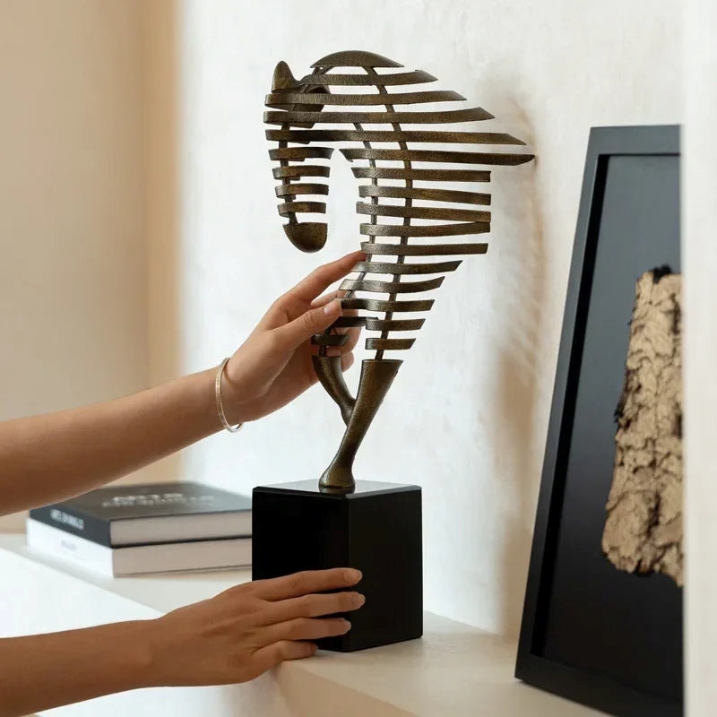Horse Head Sculpture - Geometric Metal