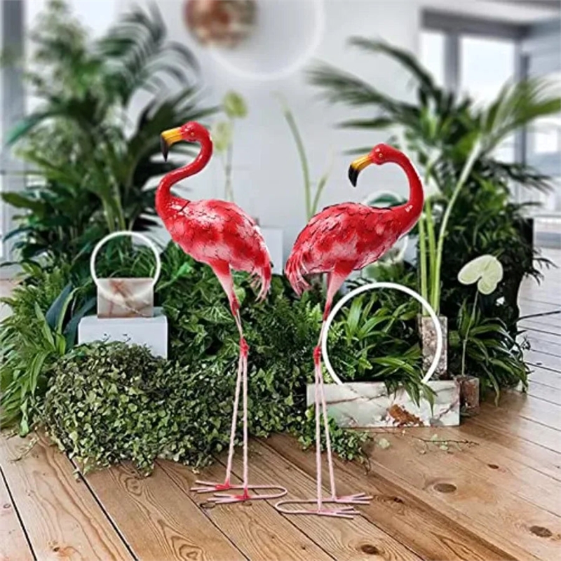 Tropical Flamingo Sculpture Pair - Decorative Lawn & Patio Decor