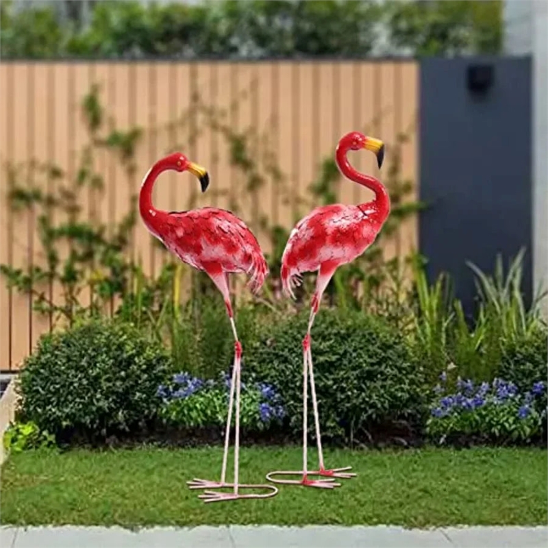 Tropical Flamingo Sculpture Pair - Decorative Lawn & Patio Decor