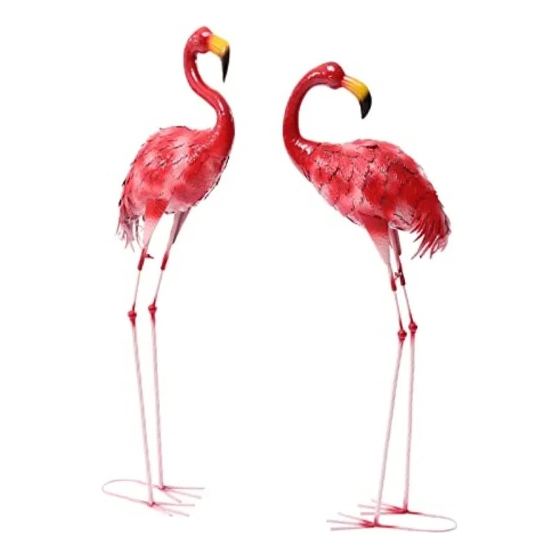Tropical Flamingo Sculpture Pair - Decorative Lawn & Patio Decor