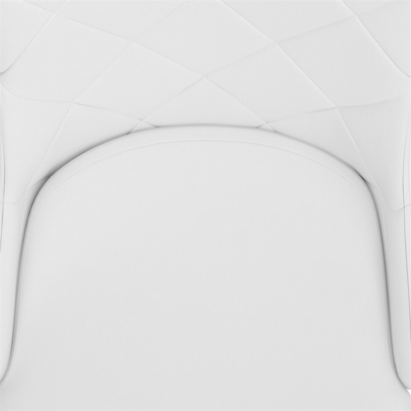 Contemporary Faux Leather and Metal Dining Chair Set of 2 White and Chrome