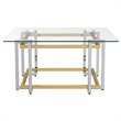 Florina Square Contemporary Glass/Metal Coffee Table in Silver/Gold