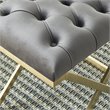 Contemporary Velvet and Stainless Steel Bench Grey and Gold