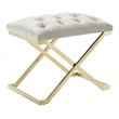 Contemporary Velvet and Stainless Steel Bench Ivory and Gold