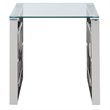 Eros Contemporary Stainless Steel/Glass Accent Table in Silver