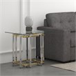 Florina Contemporary Metal/Glass Accent Table in Silver/Gold