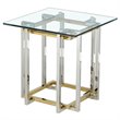 Florina Contemporary Metal/Glass Accent Table in Silver/Gold