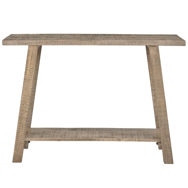 Volsa Rustic Modern 2-Tier Solid Wood Console Table in Reclaimed Gray
