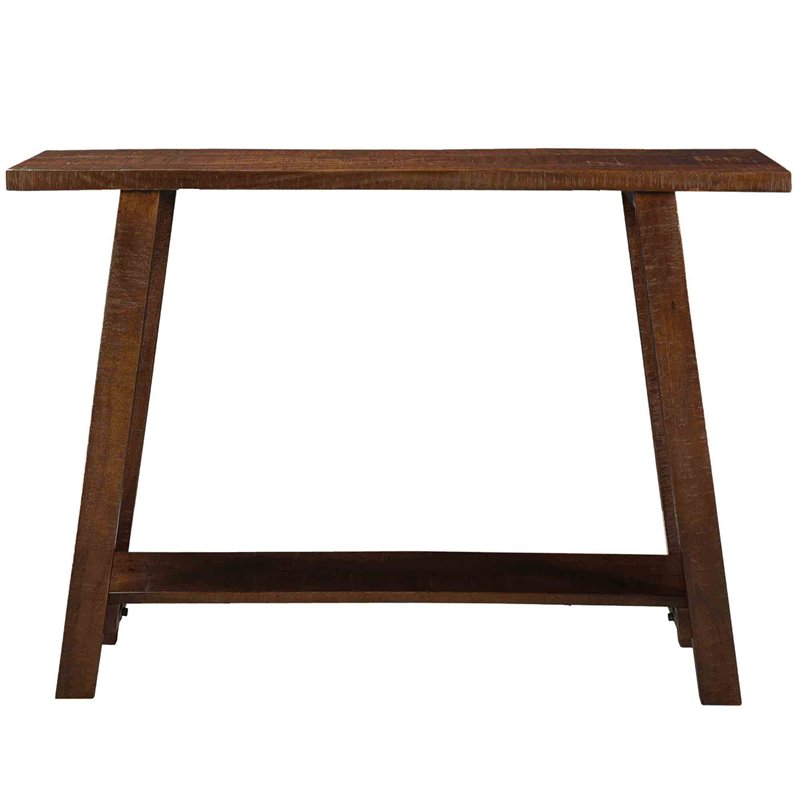 Volsa Rustic Modern 2-Tier Solid Wood Console Table in Walnut