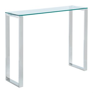Contemporary Stainless Steel and Glass ConsoleDesk Silver