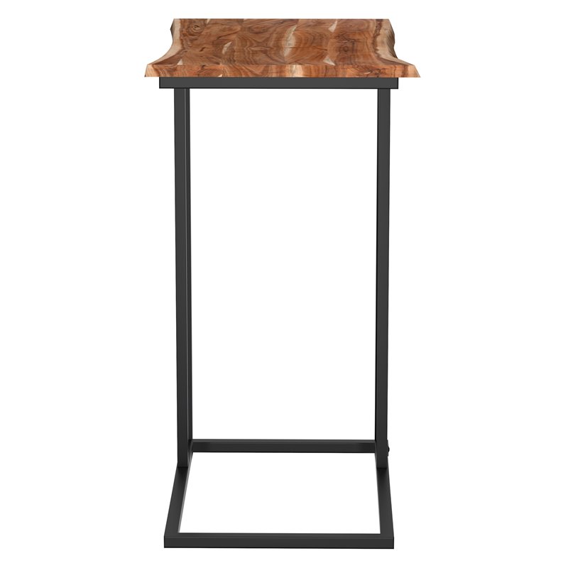 Rustic Industrial Solid Wood and Iron Accent Table Natural and Black