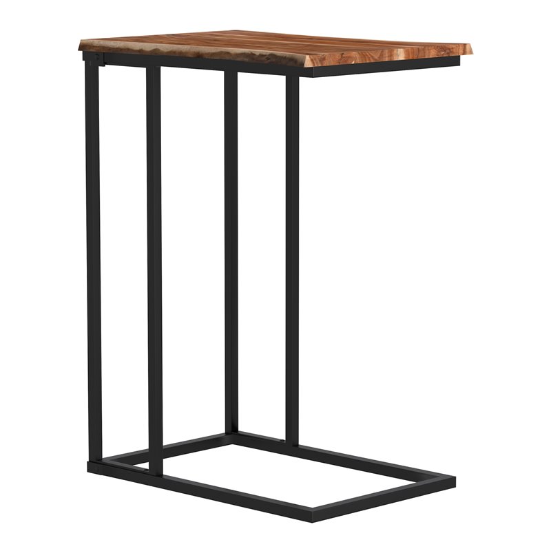 Rustic Industrial Solid Wood and Iron Accent Table Natural and Black