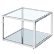 Contemporary Metal and Glass Small Square Coffee Table Silver