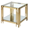 Contemporary Metal and Glass Large Accent Table Gold