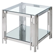 Contemporary Metal and Glass Large Accent Table Silver