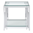 Contemporary Metal and Glass Large Accent Table Silver