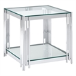 Contemporary Metal and Glass Large Accent Table Silver