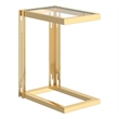 Contemporary Metal and Glass Small Accent Table Gold