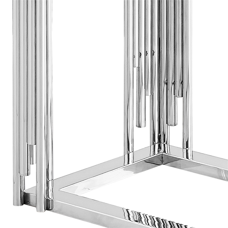 Contemporary Metal and Glass Small Accent Table Silver