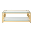 Estrel Metal/Glass Top Coffee Table with Lower Shelf in Gold