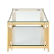 Estrel Metal/Glass Top Coffee Table with Lower Shelf in Gold