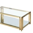 Estrel Metal/Glass Top Coffee Table with Lower Shelf in Gold