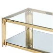 Estrel Metal/Glass Top Coffee Table with Lower Shelf in Gold