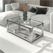 Estrel Metal/Glass Top Coffee Table with Lower Shelf in Silver