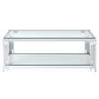 Estrel Metal/Glass Top Coffee Table with Lower Shelf in Silver