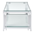 Estrel Metal/Glass Top Coffee Table with Lower Shelf in Silver