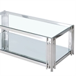 Estrel Metal/Glass Top Coffee Table with Lower Shelf in Silver