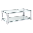 Estrel Metal/Glass Top Coffee Table with Lower Shelf in Silver