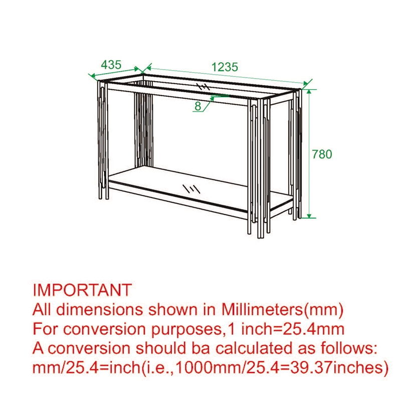 Contemporary Metal and Glass Console Table Gold