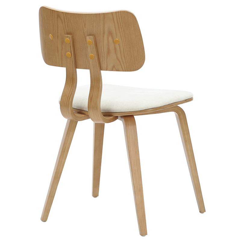 MidCentury Modern Fabric and Wood Dining Chair Beige and Natural