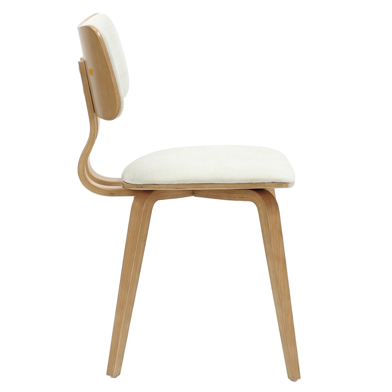 MidCentury Modern Fabric and Wood Dining Chair Beige and Natural