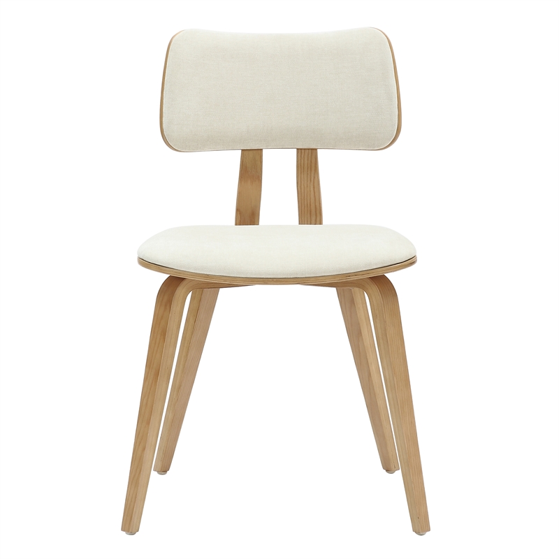 MidCentury Modern Fabric and Wood Dining Chair Beige and Natural