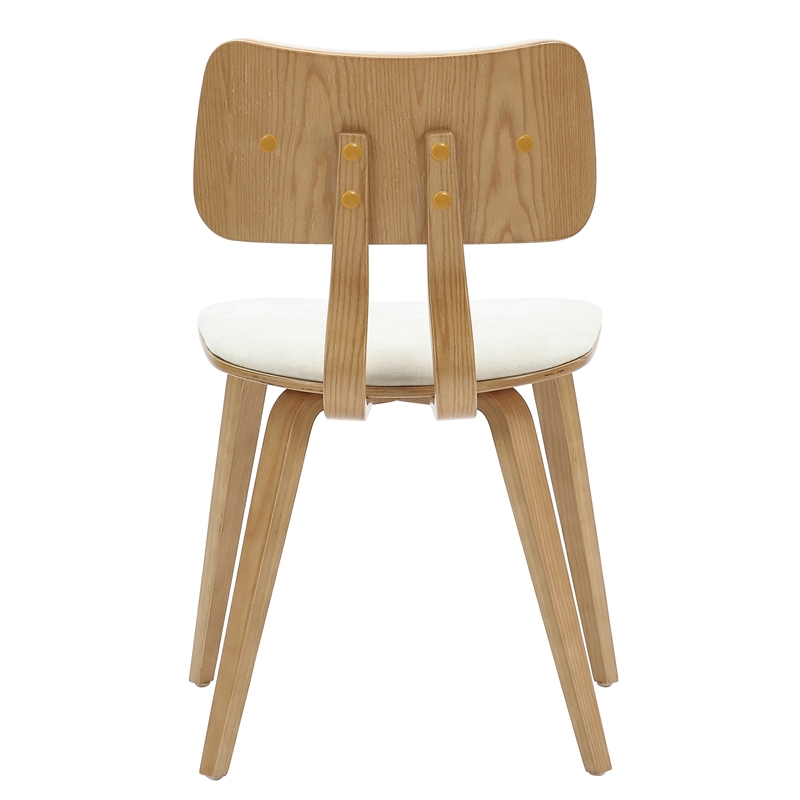 MidCentury Modern Fabric and Wood Dining Chair Beige and Natural