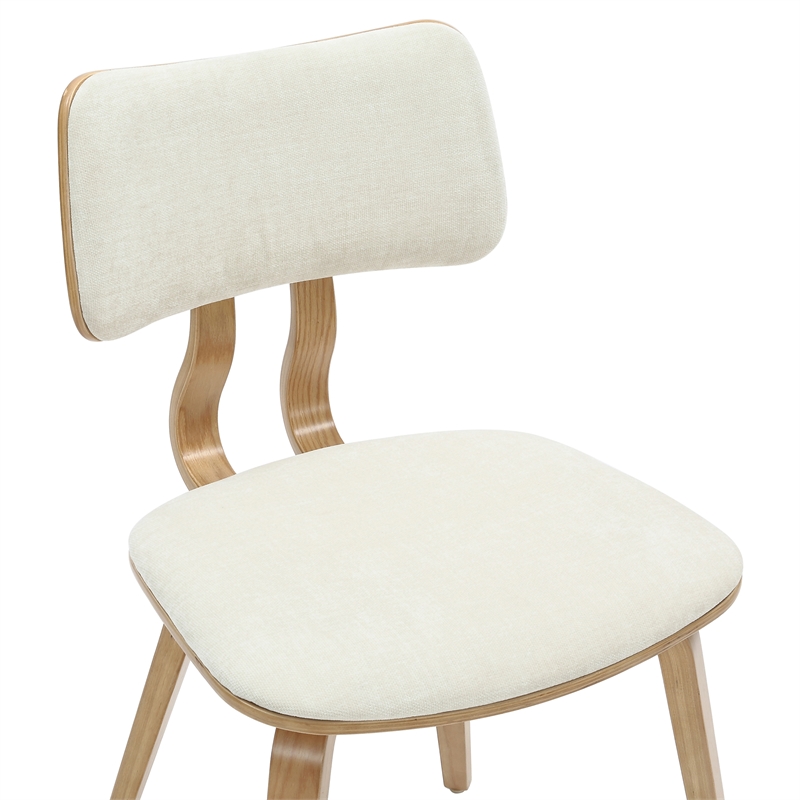 MidCentury Modern Fabric and Wood Dining Chair Beige and Natural