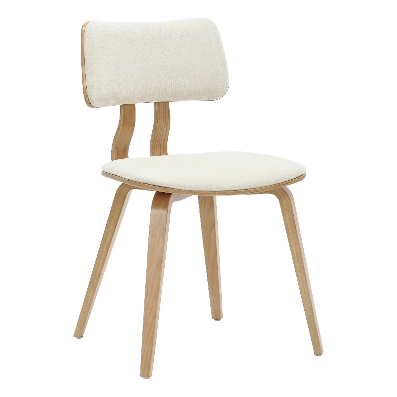 MidCentury Modern Fabric and Wood Dining Chair Beige and Natural