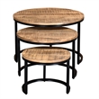 Rustic Modern Solid Wood and Iron 3pc Coffee Table Set Natural and Black